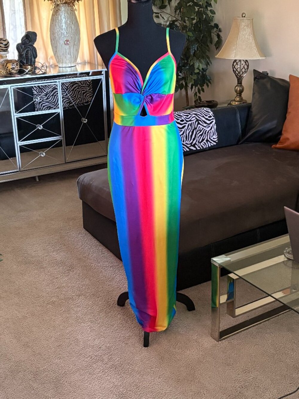 GORGEOUS RAINBOW-COLORED SUMMER MAXI DRESS